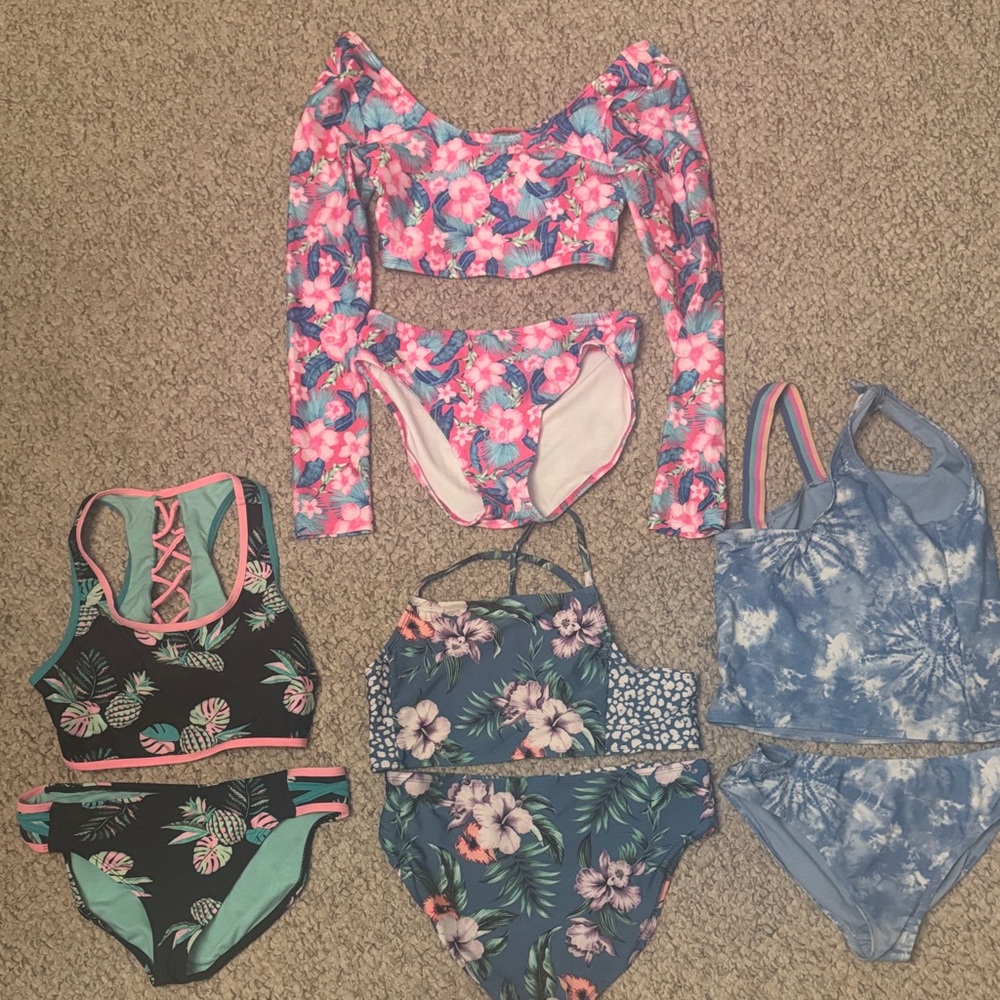 Kids Floral and Tropical Print Swimwear Set